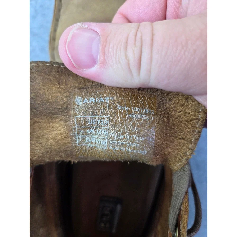Ariat Men's 10012842 Distressed Brown Leather Moc Toe Chukka Boat Shoes Size 12